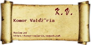 Komor Valéria névjegykártya